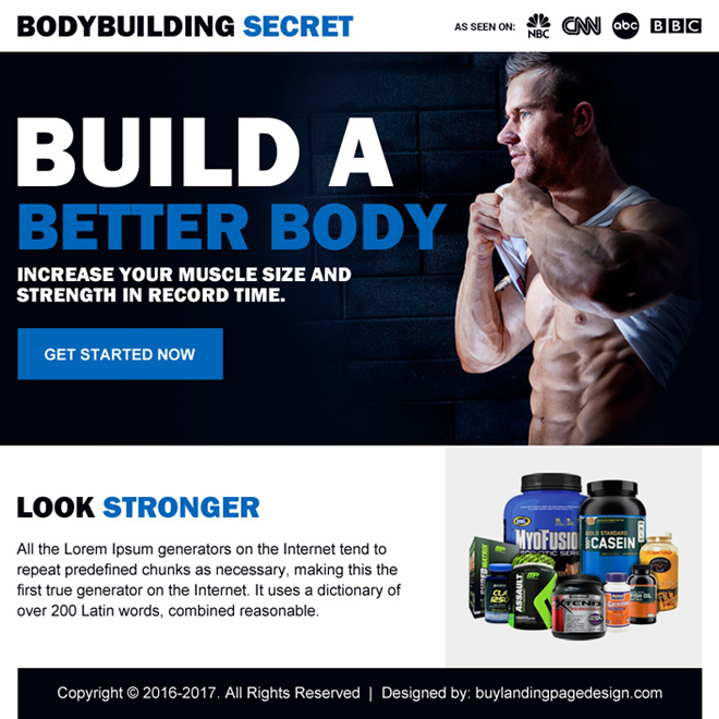 bodybuilding product selling ppv landing page design