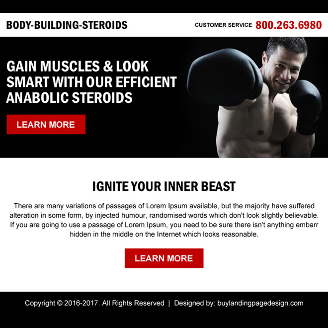 clean body building call to action ppv landing page Bodybuilding example