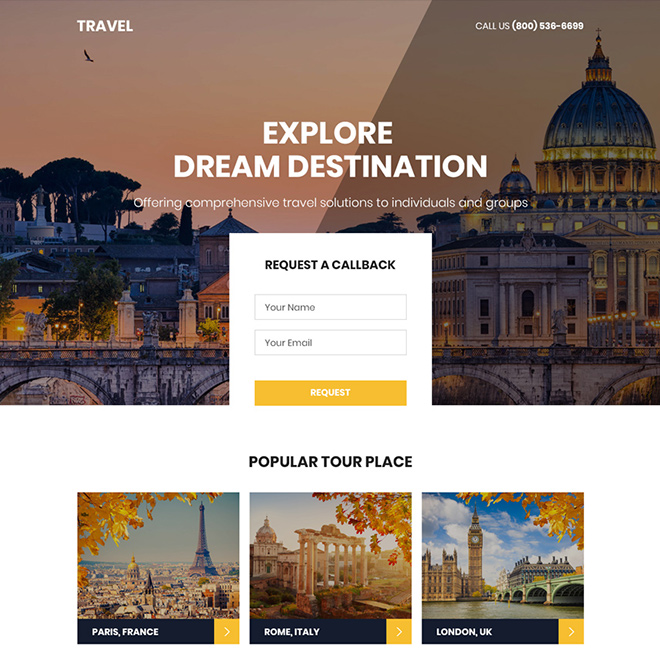 perfect holiday tour package booking responsive landing page design