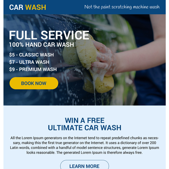free car wash service booking ppv design