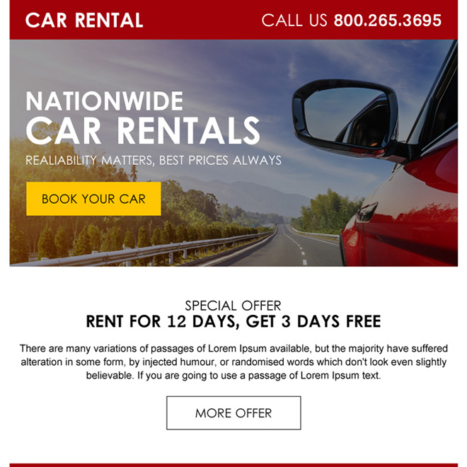 lead gen ppv landing page design for car rental business Car Hire example