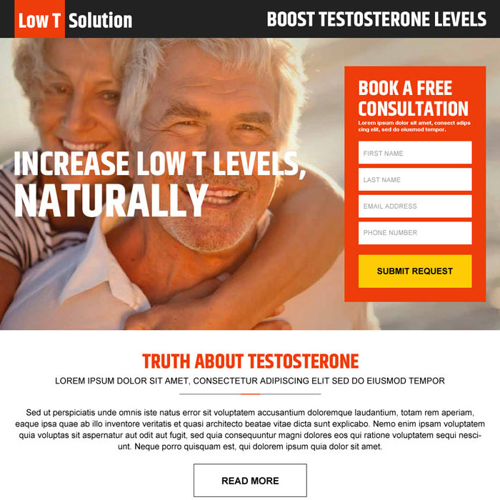 boost testosterone levels responsive landing page design