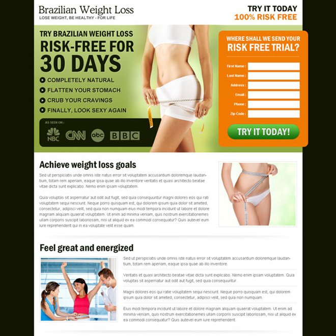 brazilian weight loss lead capture most effective landing page for weight loss product