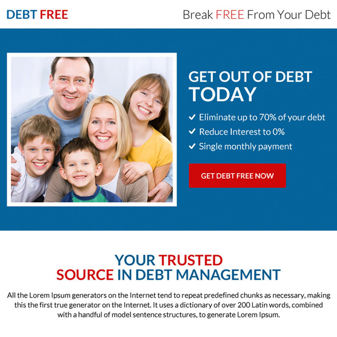 professional debt free ppv landing page design