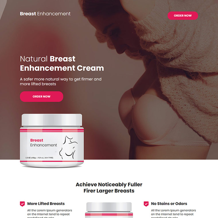 breast enhancement cream responsive landing page