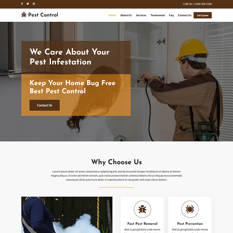 pest control and exterminator service responsive website design