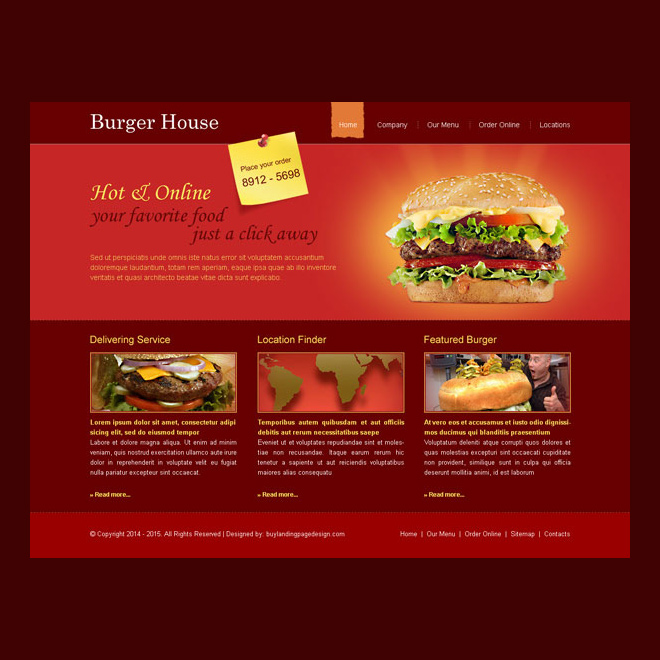 colorful and attractive online burger ordering website dreamweaver web template