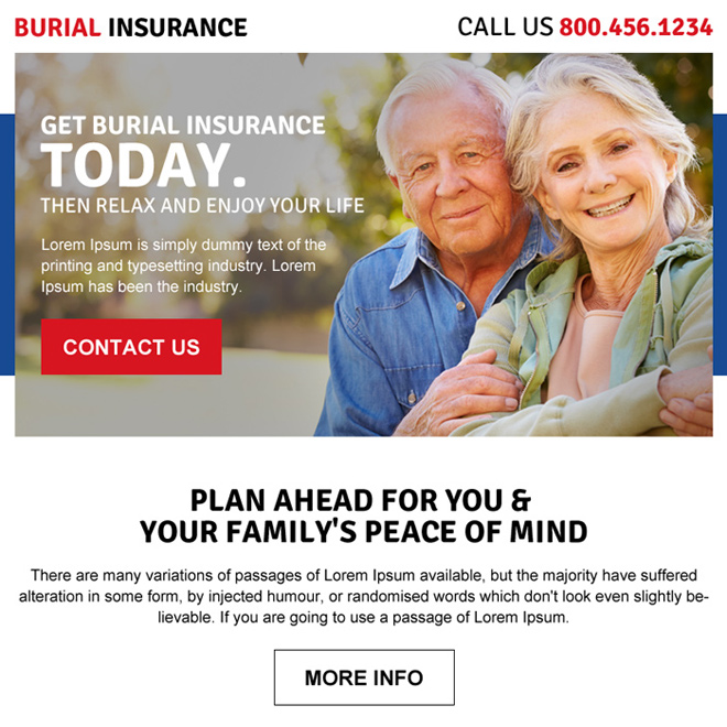 burial insurance call to action ppv landing page design