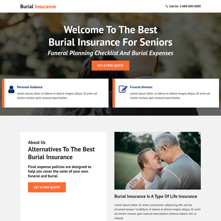 best burial insurance for seniors landing page Burial Insurance example