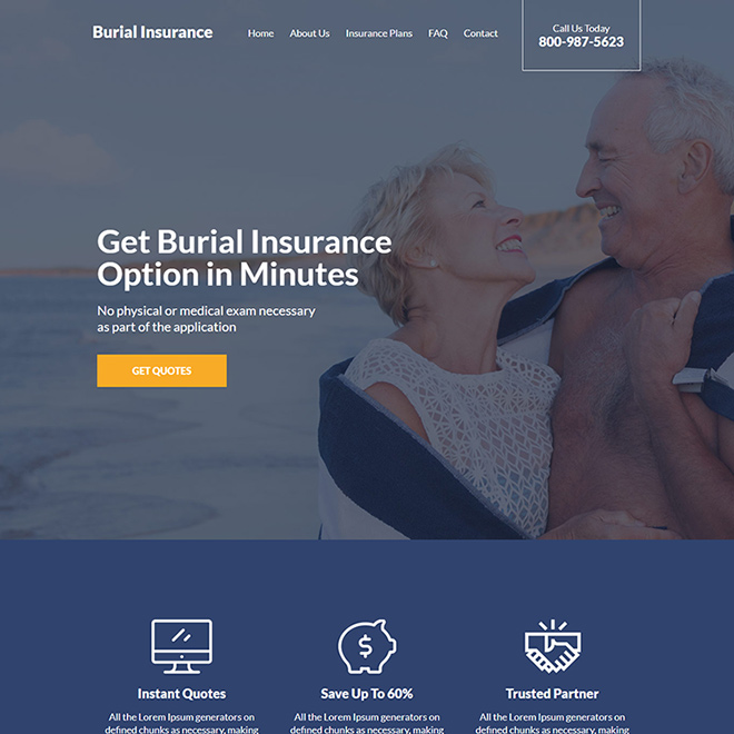 professional burial insurance free quotes responsive website design Burial Insurance example