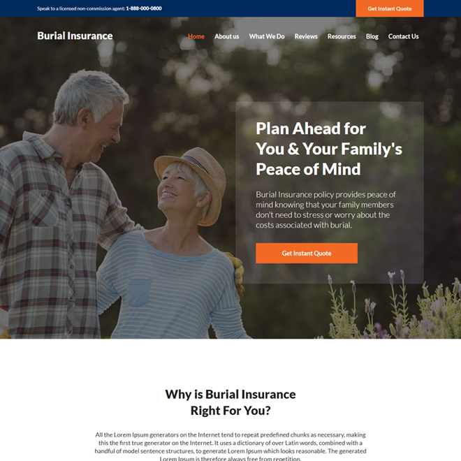 burial insurance plans instant quote responsive website design