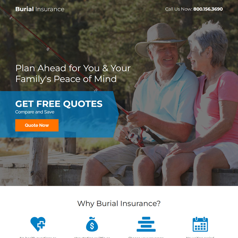 burial insurance plans for seniors responsive landing page Burial Insurance example