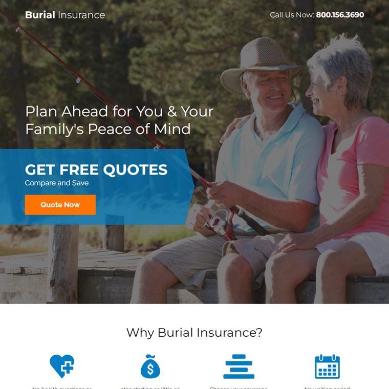 burial insurance plans for seniors responsive landing page