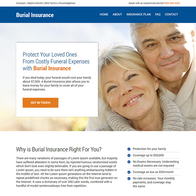 burial insurance lead generating responsive website design