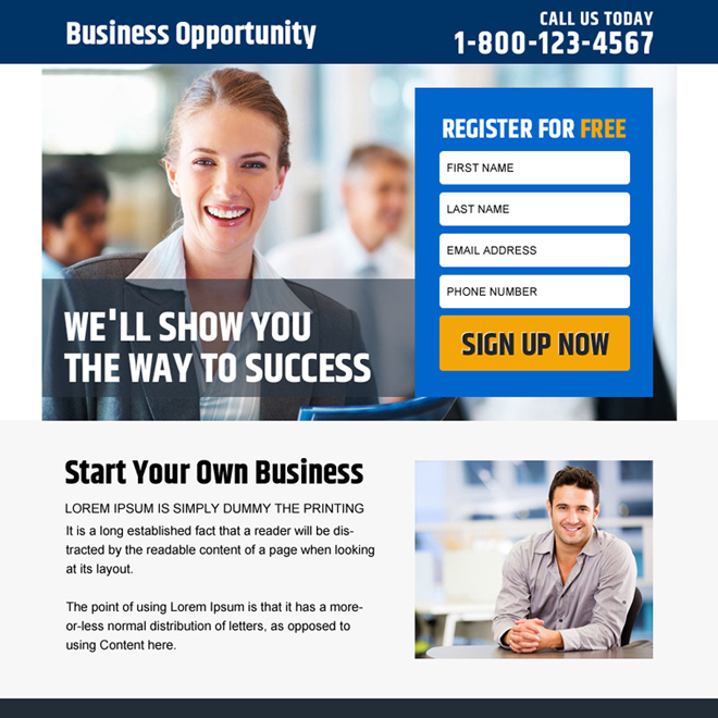 business opportunity sign up capturing PPV design Business Opportunity example