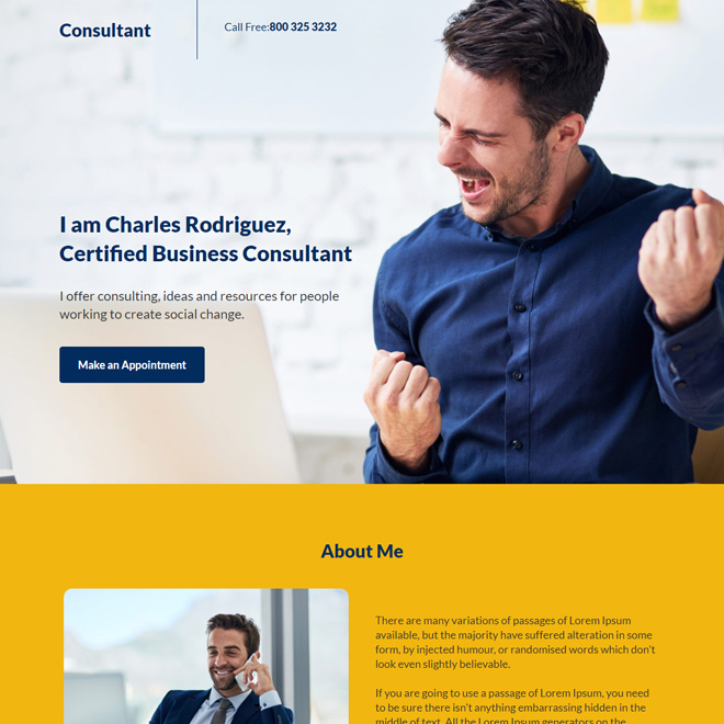 business consultant responsive lead capture landing page Business example