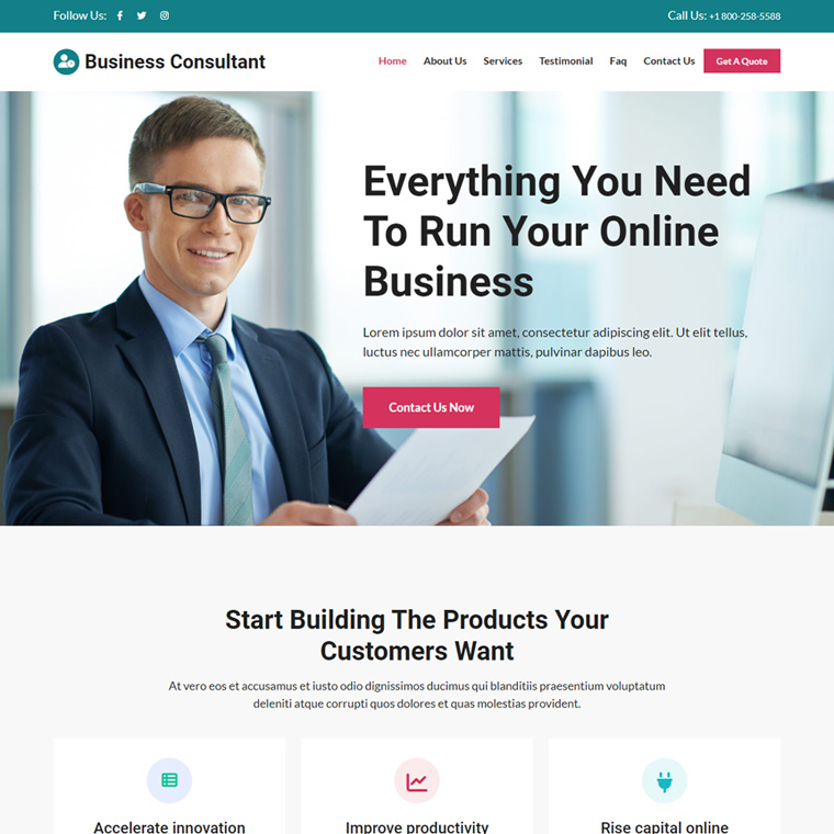 business consultant responsive website design Business example