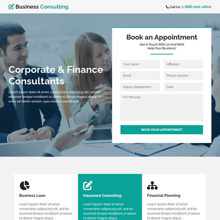 corporates and finance consultant responsive landing page Business example
