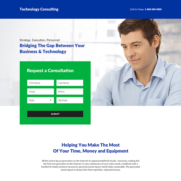 business consultation responsive landing page design