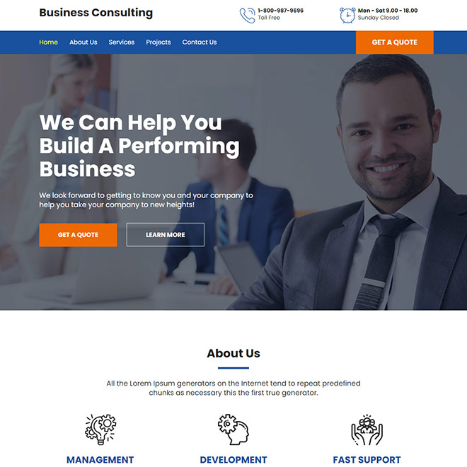 business consulting responsive website design Business example