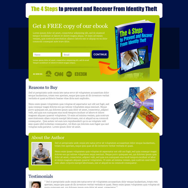 free copy of ebook lead generating landing page