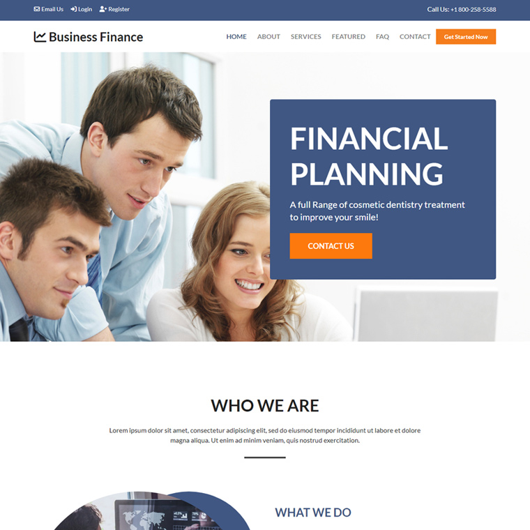 business finance service responsive website design Business example