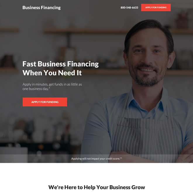 business financing pay per click landing page design Business Loan example