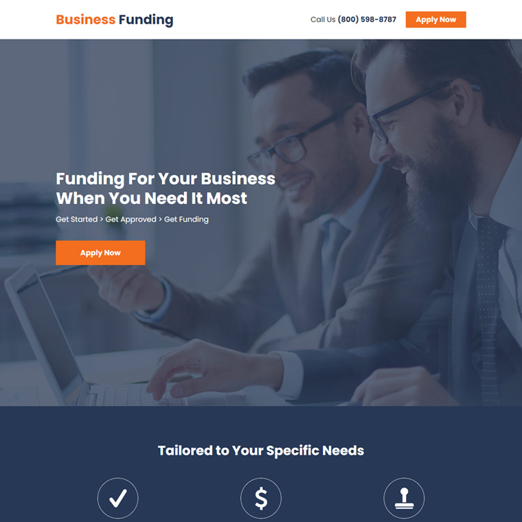 small business funding responsive landing page Business Loan example
