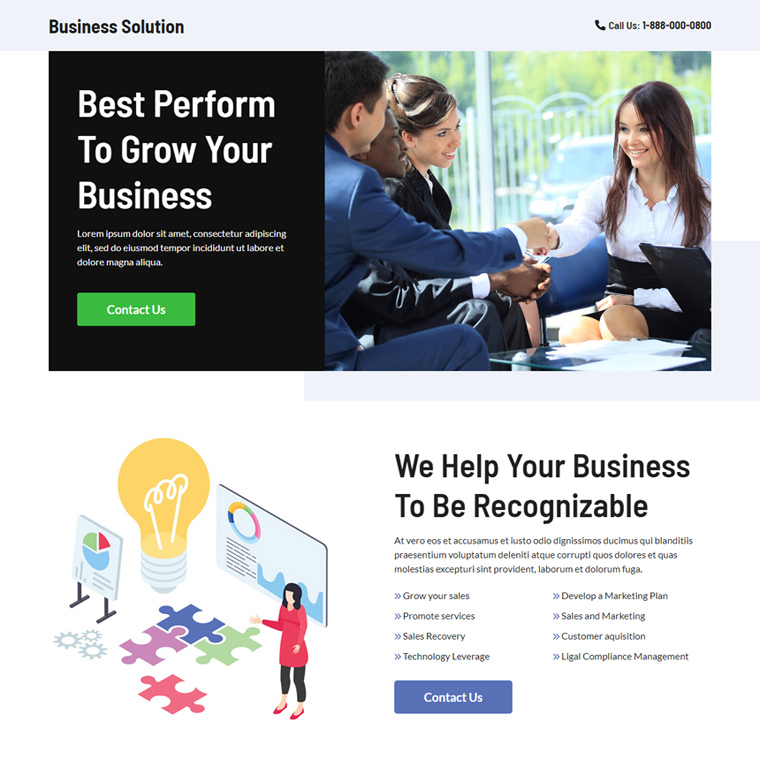 business growth solution lead capture landing page design Business example