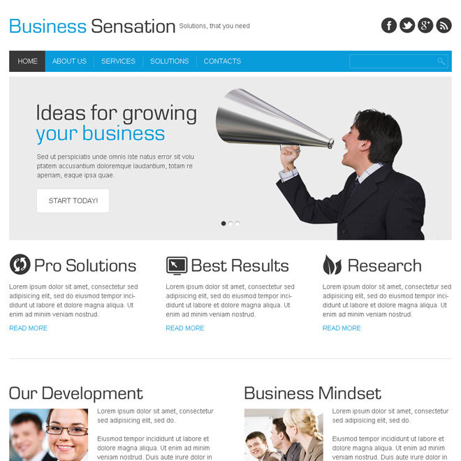 business sensation clean and minimal html website template Business example