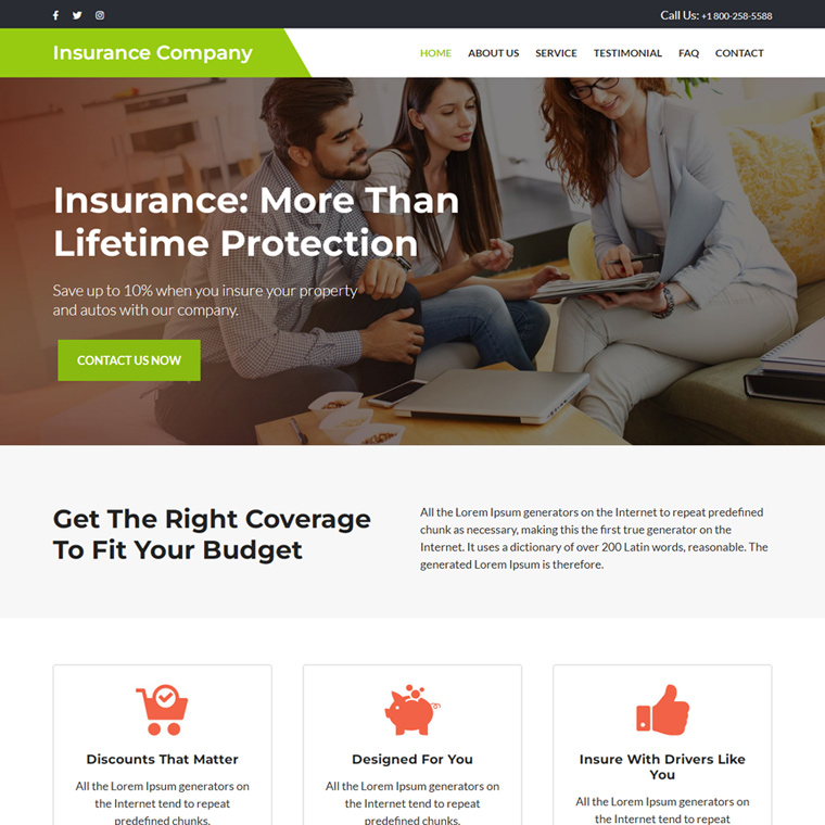 business insurance company responsive website design Business Insurance example