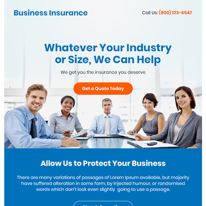 business insurance free quote ppv landing page design Business Insurance example