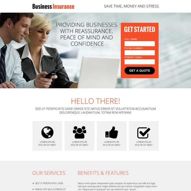 business insurance lead capture responsive landing page design Business Insurance example