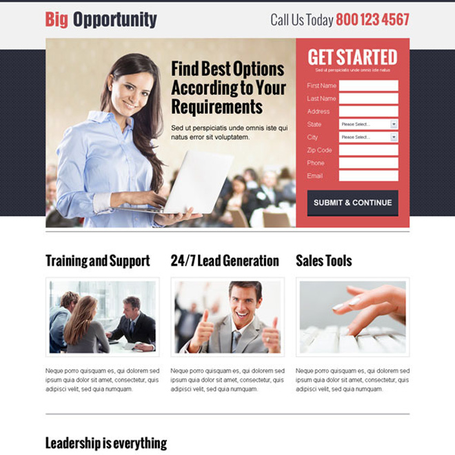 responsive lead capture business landing page to boost your business