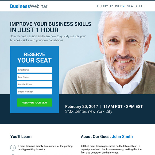 business lead gen webinar responsive landing page design Webinar example