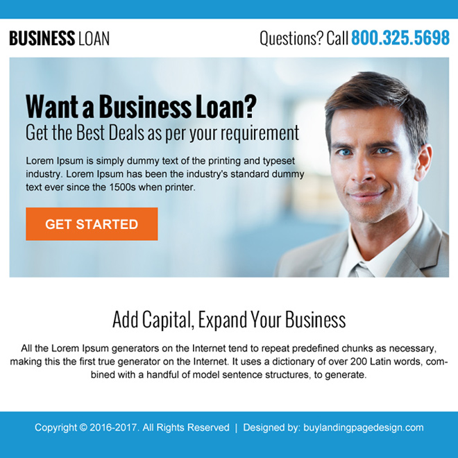 expand your business with business loan ppv landing page Business Loan example