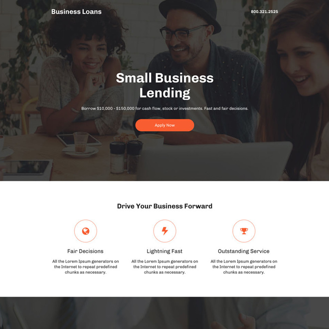 modern and professional business loan responsive landing page Business Loan example