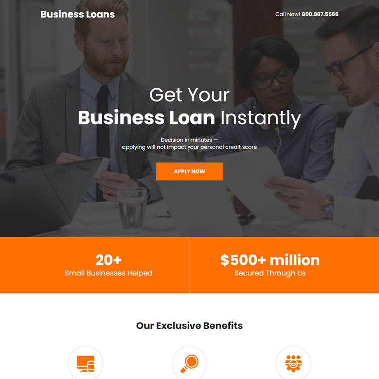 instant business loan responsive landing page