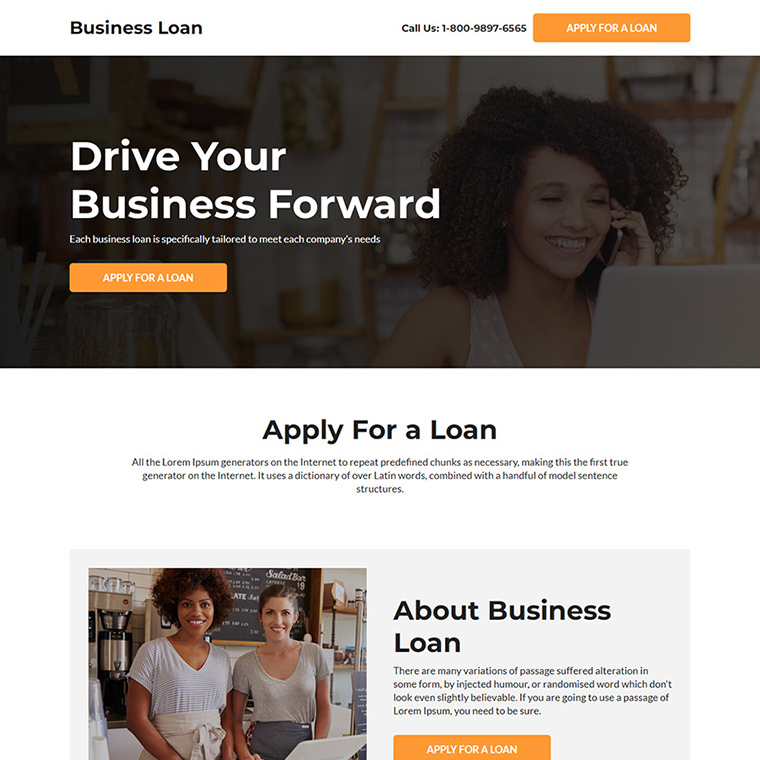 minimal business loan free consultation responsive landing page Business Loan example