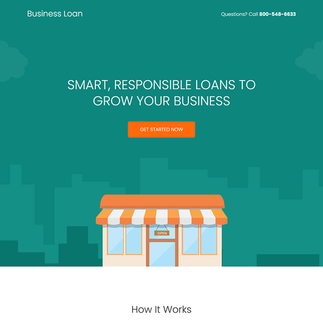 business loan easy application responsive landing page design Business Loan example