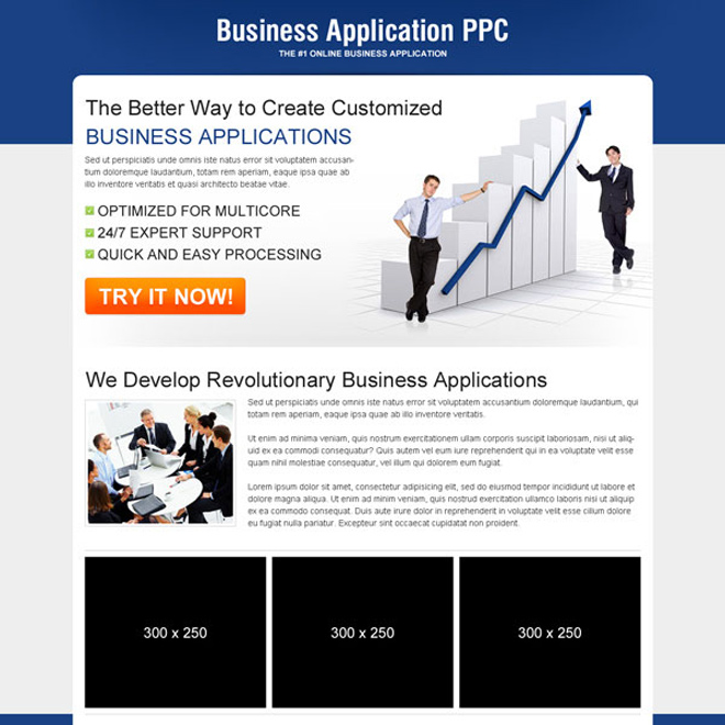 business application call to action ppc landing page Web Application example