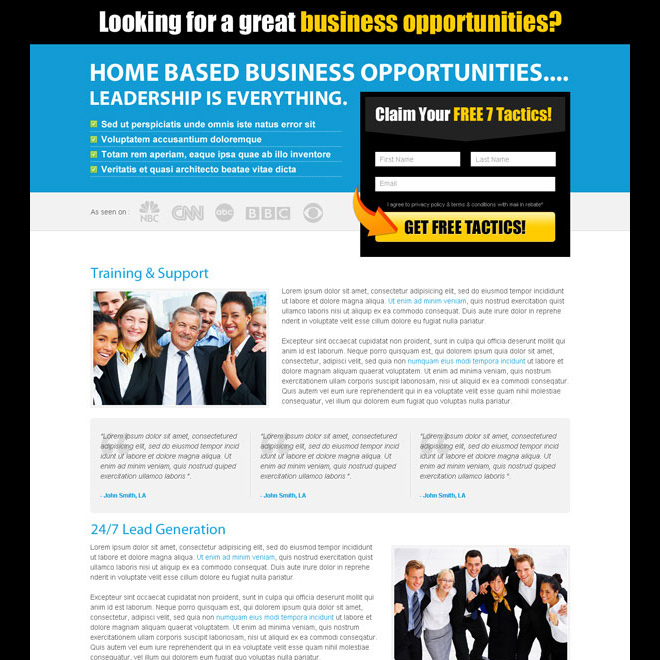 business opportunity landing page design template for sale Business example