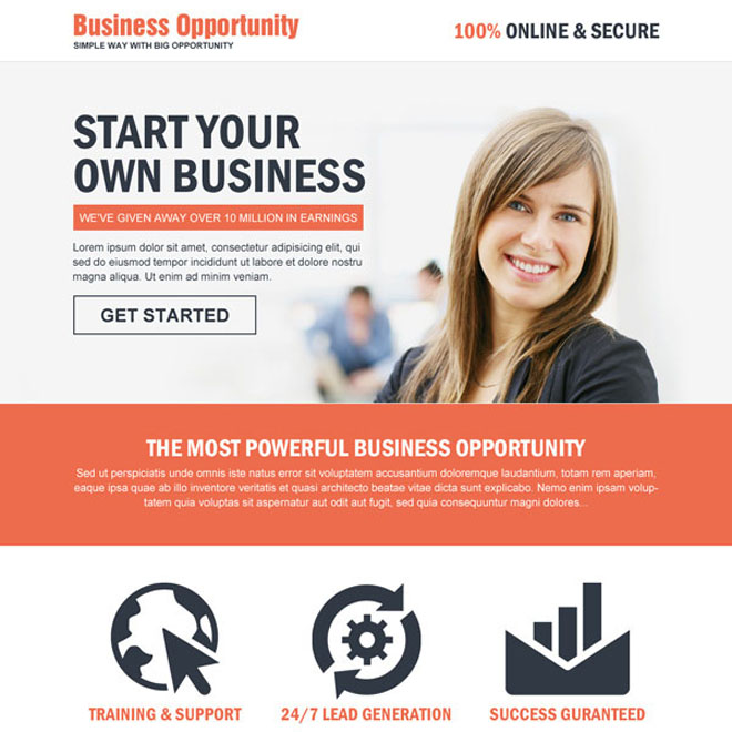 business opportunity responsive landing page design Business example