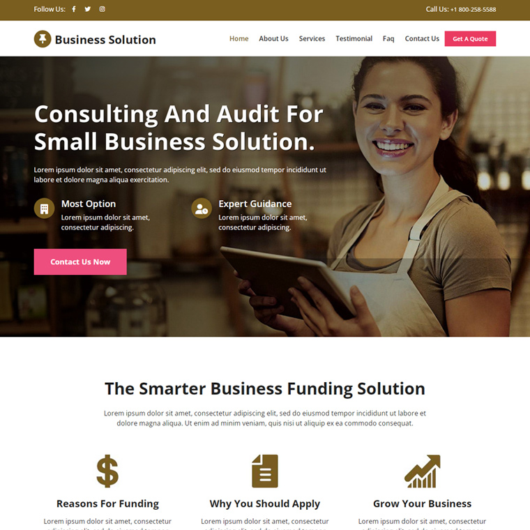 business funding solution responsive website design