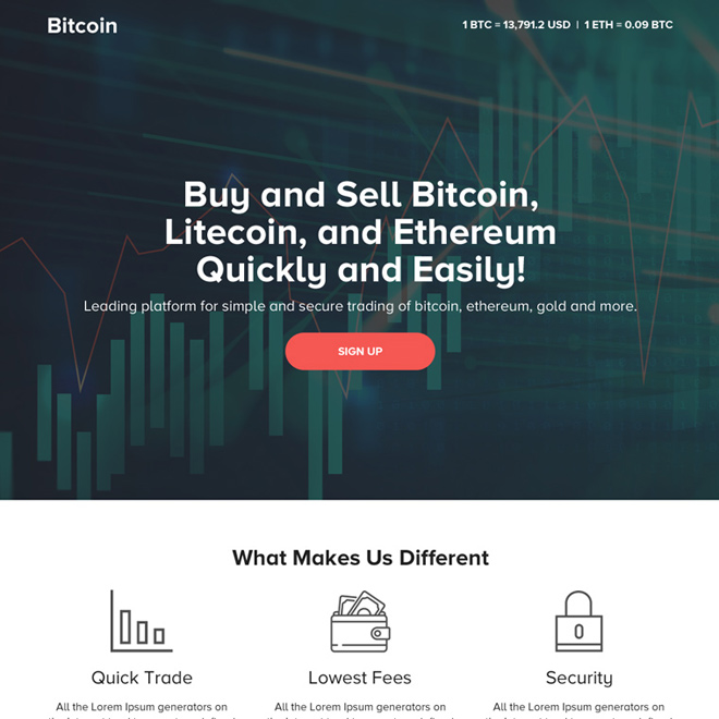 responsive digital currency platform landing page design Cryptocurrency example