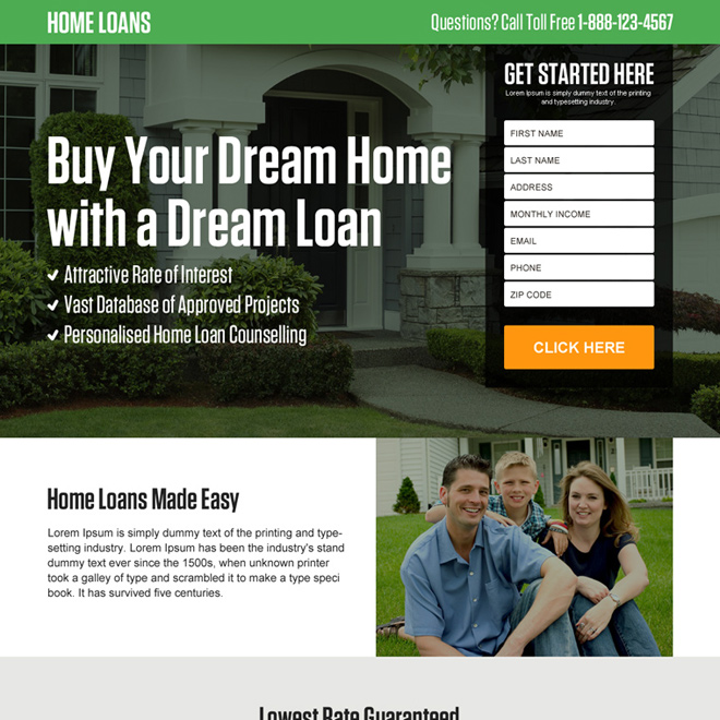 responsive home loan lead capturing landing page design