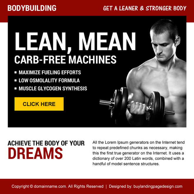 bodybuilding call to action ppv landing page design