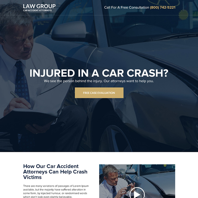 car accident attorney responsive landing page design