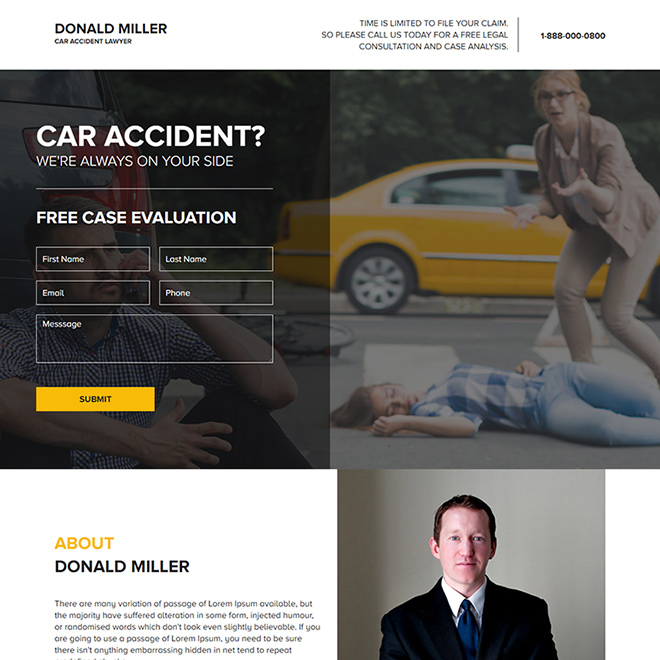 car accident lawyer lead capture landing page