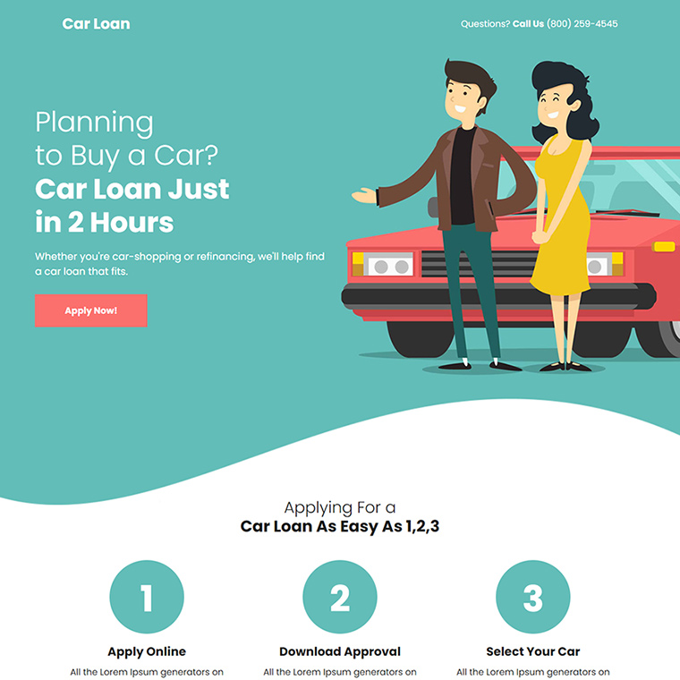 car loan financing responsive lead capture landing page Auto Financing example